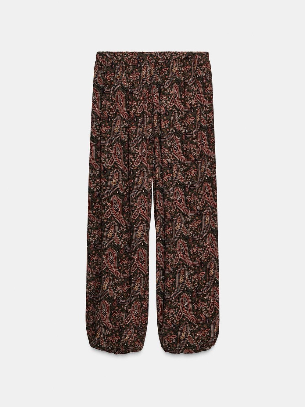 Zara Brown Paisley Wide-Leg Trousers - Picture 6 of 10